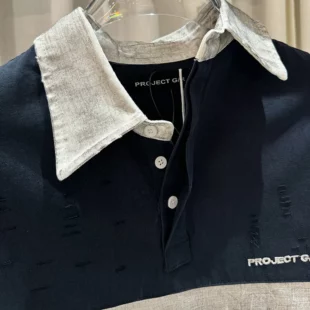 Hip Hop Vintage Washed Black Dirty Damaged PROJECT G/R Polo Shirts Men Women Casual Oversized Logo Embroidery Striped Shirt 3 kf S01a8248144844ba2b1d4c54d868d58b84