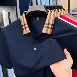 High quality striped lapel short sleeve T-shirt men's summer comfort fashion trend loose casual new breathable luxury polo shirt 4 kf S032121a9ab1b4911a7774057c2ee8df8s