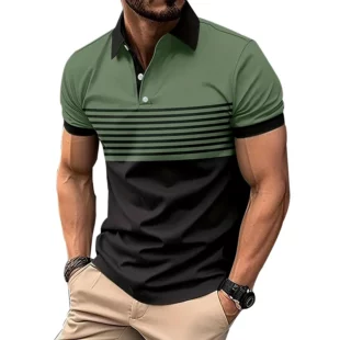 Summer Striped 3D Printed Polo Shirts Men's Fashion Streetwear Oversized Button Lapel Short Sleeve Shirt Tees Tops Man Clothing 2 kf S062fc1380f4444beb084261b882334849