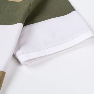 Men's Summer Casual Embroidery Polo Shirt, Breathable Short Sleeve Top with Ribbed Cuffs, 3-Button Placket & Color-Block Stripes 4 kf S087a1053dd39449ea544316e35520599N