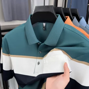 Fashion luxury striped short sleeve polo shirt summer new trend pocket design comfortable breathable Korean casual golf T-shirt 2 kf S0cbcbd03f52145f3ad8f2067d2d900174