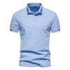 Summer New Polo Collar European Stripe Decorative Cotton POLO Shirt Embroidered Casual Men's Solid Color Short sleeved Top 3 kf S0ec468e7126a4ec4a314d12ad8bec2edv