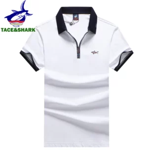 TACE&SHARK Solid Color Embroidery Polo Shirt Summer Fashion Men Business Shark Polos Tops Mens Casual Dark Blue White Clothing 2 kf S0ee50126bc8e4d3d82d1c31c63e02722H