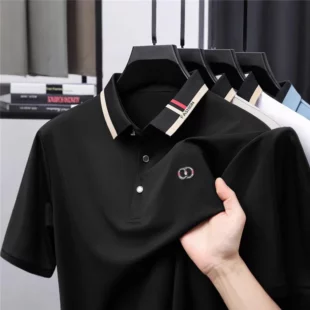 2025 New Trend Men's Polo Shirt Summer Short Sleeve Fashion Clothing Stripped Collar Polos T-shirt Solid Casual Tops 3 kf S1498720279f04c6999ffd684948fbb77S