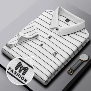 High-end fashion letter embroidery short-sleeved POLO shirt Men's casual T-shirt summer stripe business Paul shirt Men's wear 1 kf S14a6598263f240439c74969c7525e5e13