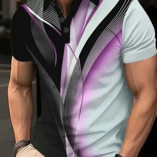 Men's Summer Geometric Line Polo Short Sleeve Polo Shirts Collared Shirts Business Casual School Outdoor Daily Wear 3D Print 4 kf S157df17989e24b20830faab8c96921cdt