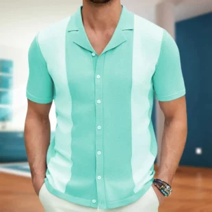 Smart Casual Knitted Mens Polo Shirts Striped Viscose Stretchy Summer Quality Soft Comfortable Silky Icy Lapel Camisas De Hombre 4 kf S1671421b2d7240d7a4757deb8857c469u