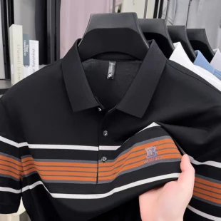 High end brand striped short sleeve polo shirt fashion exquisite letter embossed lapel casual comfortable breathable men T-shirt 3 kf S194d526aeb7c4701a3b28159114508c8e