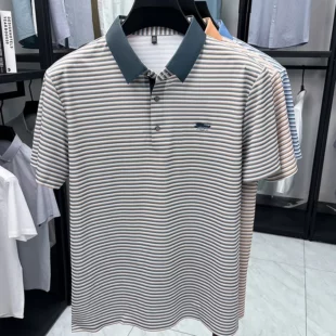 Fashion stripe color blocked men short sleeve polo shirt summer new trend brand embossed silky smooth breathable casual T-shirt 5 kf S1ea8226ffdd84c549cbe9f8d0dff25dcy