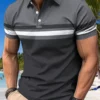 Men's Polo Shirt Button Collar Short Sleeve Pullover Summer Casual Sports Solid Color Striped Lapel Trend Men's T Shirt Tops 3 kf S1f465382d0e84db7ae318655425c53a9G