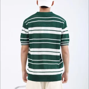 Loose Fit Knitted Polo Shirts Man Single Breasted Viscose Elastic Summer Quality Hollow Out Breathable Striped Camisas De Hombre 3 kf S1feb7efb73234d4ca77c411e8fb17425F