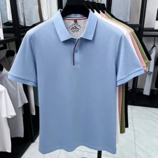 Luxury 100% cotton men's short sleeve polo shirt fashionable stripes comfort texture summer new high-end business casual T-shirt 5 kf S23e325d75d17463290da30e20a5e91f72