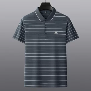 High-end fashion letter embroidery short-sleeved POLO shirt Men's casual T-shirt summer stripe business Paul shirt Men's wear 4 kf S26fb9f1527fd4c4a89bdf17fd13c3d375