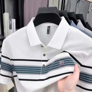 High end brand striped short sleeve polo shirt fashion exquisite letter embossed lapel casual comfortable breathable men T-shirt 1 kf S28e48ae3f5ce4942a34b287a8dbf092dH