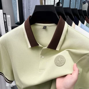 Premium 100% cotton men short sleeve polo shirt high-end brand pony embroidery summer fashion stripe color blocked lapel T-shirt 2 kf S28ef841afcea416b884c11921fac5b344