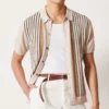 Luxury Summer Men's Clothing Striped Knit Polo Shirts Single Breasted Short Sleeve Casual Slim Shirts Button-down Retro Knitwear 2 kf S2e238cfaf42b43fc88b25f96e59dc8e8J