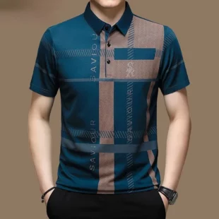 Men's Polo Shirt Business Casual Summer Short Sleeves Tops Pattern Print Button T Shirt Loose Clothes Fashion Polo T Shirt 2 kf S320c32a9061c4498982d4981bc247e87C