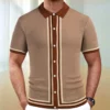 Men's 2023 Summer New Vintage British Style Lapel Jacquard Knitted Button Cardigan Short Sleeve Business Polo Shirt 7 kf S32d67f5913784b64b2926a17eaeb6c53P