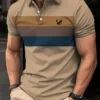 Men's bird pattern 3D print contrasting button up shirt with casual sports suitable for outdoor short sleeved striped polo shirt 4 kf S32df82d43563424cb3366a13420f7a04S