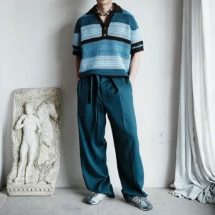 Streetwear Mens Knit Polo Shirts 2024 Summer New Fashion Patchwork Hollow Out Knitted Tops for Men Short Sleeve Breathable Polos 3 kf S336c0882ce934e2488ec495d0b0d6f14P