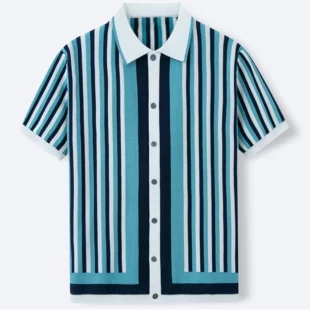 Men's Fashion Luxury Leisure Knit Polo Shirt Striped Button-down Short Sleeve Cardigan Casual Business Knitwear 2025 New Summer 2 kf S379cb3f4039546c59d99b854f8f081efd