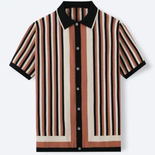 Men's Fashion Luxury Leisure Knit Polo Shirt Striped Button-down Short Sleeve Cardigan Casual Business Knitwear 2025 New Summer 5 kf S39c0e29b0d24420490aa0d68ab6683942