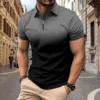 Fashionable mens summer striped T-shirt color blocked 3D digital printing zipper polo shirt business casuallapelshortsleevedpolo 6 kf S39e4dbc4c028482385ccd36644749ad4R