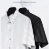 Summer striped short-sleeved t-shirt half-sleeved tops T-shirt in half open collar men's ice silk without trace polo shirt 6 kf S3f92b0d7f9574feaa81aadcdcf24aa38h