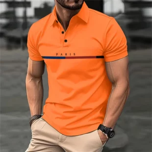 Fashion 3D Letter Stripe Print Polo T Shirt For Men Business Casual Lapel Short Sleeve Loose Tee Top Summer Breathable Golf Wear 2 kf S3f96568f340d4158bd94fe804950db01j