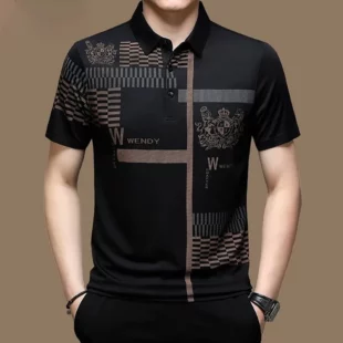 Men's Polo Shirt Business Casual Summer Short Sleeves Tops Pattern Print Button T Shirt Loose Clothes Fashion Polo T Shirt 1 kf S44d5a11c323a4a798fdb4ea710b73dedV