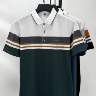 High end fashion brand polo shirt striped short sleeved men's 2024 summer letter print comfortable and breathable casual T-shirt 4 kf S4696508757df4567970a032d1418eb583