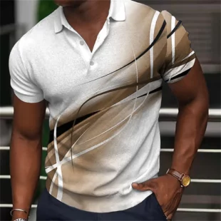 Fashion Men'S Polo Shirt Gradient Line Summer Short Sleeve TShirts Casual Daily Lapel Tops Tees Striped T Shirt For Man Clothing 2 kf S46ae56dc45794fd5bdc8a5a30fc8f20aW