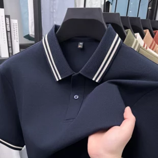 100% pure cotton men's short sleeve polo shirt high-quality fashion soft comfort striped decoration summer casual T-shirt top 3 kf S48a13ed43ee94d1c999f643aae50d88fv