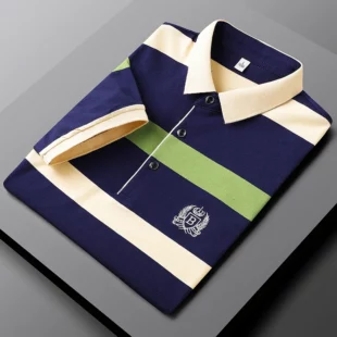 New Summer Men Classic Striped Polo Mens Cotton Short-Sleeved Embroidered Business Casual Hot Polo Shirt Male Dropshipping 2 kf S4db6a74c9aac4a1384d375544c6c690ab