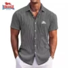 Summer Men's Embroidered High-quality Soft Striped Short Sleeved Shirt, New Luxury, Fashion, Casual, Cool Beach Style Top 7 kf S4f352d3e564443efa0c1eaa867e21b80i