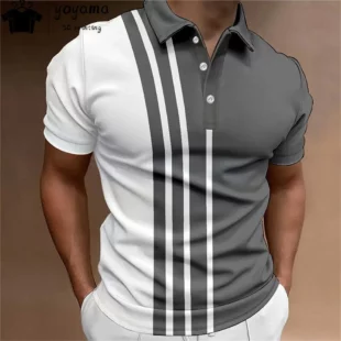 Fashion Polo Shirt For Men 3d Stripe T-Shirt Tops Summer Short Sleeve High Quality Polo Shirts Black Tees Casual men's Clothes 3 kf S506f0bb433b74cf2af3fb94be15b57a7M