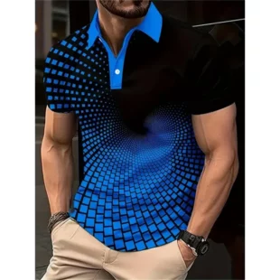 Retro Geometry Polo Shirt For Men Colorful Stripes Pattern 3D Printed T-Shirts Summer Loose Lapel Top Button Short Sleeve Tees 2 kf S52c2f3494b0b4bcf940cc36ef9fbd131N
