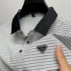 High end brand trend ice silk striped short sleeve polo shirt men's 2024 summer new fashionable print hot diamond casual T-shirt 3 kf S52cb95279ab54334bc4d7b2066f2740fM