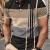 Men's Summer Fashion Slim Short-sleeved Lapel POLO Shirt Casual Solid Color Striped Printed Sports Comfortable Breathable Men's 6 kf S595537c18308487fb0dafee51997bbc2Y