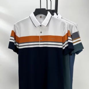 High end fashion brand polo shirt striped short sleeved men's 2024 summer letter print comfortable and breathable casual T-shirt 5 kf S5f907ecc358a4da09edc36de17d16066i