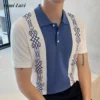 2025 Summer New Fashion Mens Striped Crochet Polos Short Sleeve Slim Fit Stretch Knit Polo Shirt For Men Daily Casual Pullovers 7 kf S5fa5f3d851c84a49be3b6daf3ecb652cy