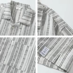 Japanese Retro Linen Striped Tooling Short-sleeved Shirt Men and Women Cityboy Silhouette Cuban Collar Shirt 1 kf S63549897f0e34a3780117455637ebfd8Z