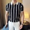 High Quality Striped Knitted POLO Shirt for Men Slim Fit Casual Business T-shirts Fashion Half Zipper Office Social Polo M-3XL 7 kf S6a68fbdebe3b4bfc98385c6c586909b7d