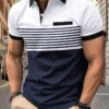 New Summer Striped 3D Printed Men's Polo T Shirt Fashion Lapel Button Zipper Top Hipster Trend Streetwear Short Sleeve Tops 6 kf S707bffb3153043b0b07c8db93b54b129d