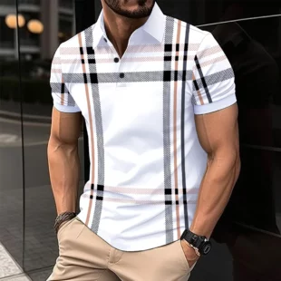 Fashion Men's Striped POLO Shirt Casual Business Lapel Button Short Sleeve Street Summer Trend Style Man Clothing Oversized Tops 2 kf S723c1fee58ac4dc79b5bfced0bb6f114f