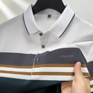 High end fashion brand polo shirt striped short sleeved men's 2024 summer letter print comfortable and breathable casual T-shirt 2 kf S7344372e75b543ceb17641fa60655ee9g