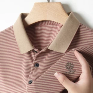 Summer Business Casual Quality Cotton Breathable Comfortable Lapel Polo Short Sleeve Striped Print Design Korean T-shirt Top 2 kf S7565684b87a34f81bd74054304885b5eM