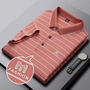 High-end fashion letter embroidery short-sleeved POLO shirt Men's casual T-shirt summer stripe business Paul shirt Men's wear 2 kf S77dde205c74a41779b5dfdb9cca6e6ebr