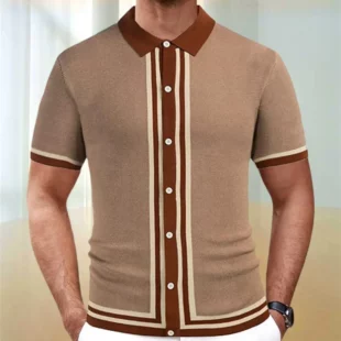 Summer Men's Knitted Jacquard Polo Shirt Fashion Vintage Striped Short Sleeve Lapel T-shirt Man Streetwear Business Casual Tops 4 kf S7b69b09bcf524bcfb3c4ce6da099a0f19