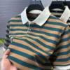 High quality striped color blocked short sleeve polo shirt new men's summer breathable fashion casual middle-aged lapel T-shirt 6 kf S7e4557d05d0f45a394eef63501e85598l